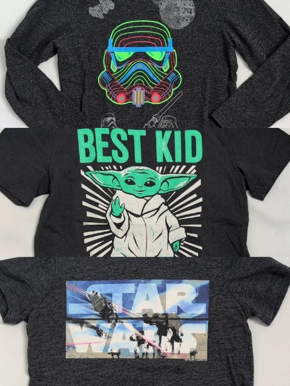 Star Wars Kids Tee Bundle Neon Stormtrooper & Grogu Graphics